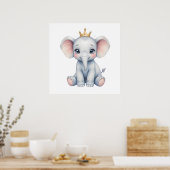 Sweet Baby Elephant Wall Art – Nursery Poster ポスター (キッチン)