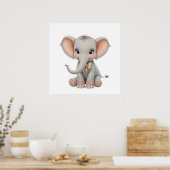 Sweet Baby Elephant Wall Art – Nursery Poster  ポスター (キッチン)