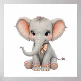 Sweet Baby Elephant Wall Art – Nursery Poster  ポスター