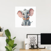 Sweet Baby Elephant Wall Art – Nursery Poster  ポスター (ホームオフィス)
