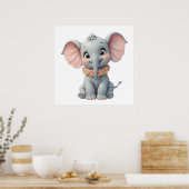 Sweet Baby Elephant Wall Art – Nursery Poster  ポスター (キッチン)