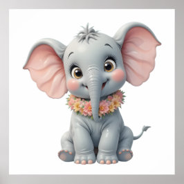 Sweet Baby Elephant Wall Art – Nursery Poster  ポスター