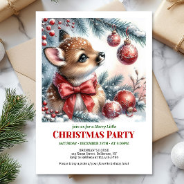 Sweet baby fawn Christmas kids invitation digital  招待状