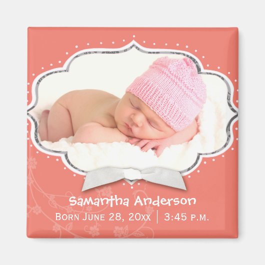 Sweet Baby Girl写真Birth Announcement Magnets マグネット (正面)