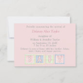 Sweet Baby Girl誕生のお知らせ 案内状 (裏面)