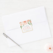 Sweet Baby Girl Blush Pink Rose Floral Baby Shower スクエアシール (封筒)