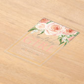 Sweet Baby Girl Elegant Blush Pink Rose Floral  アクリル招待状 (レイダウン)