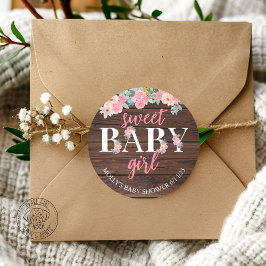 Sweet Baby Girl Floral Round Sticker ラウンドシール