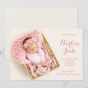 Sweet Baby Girl Photo Birth Announcements