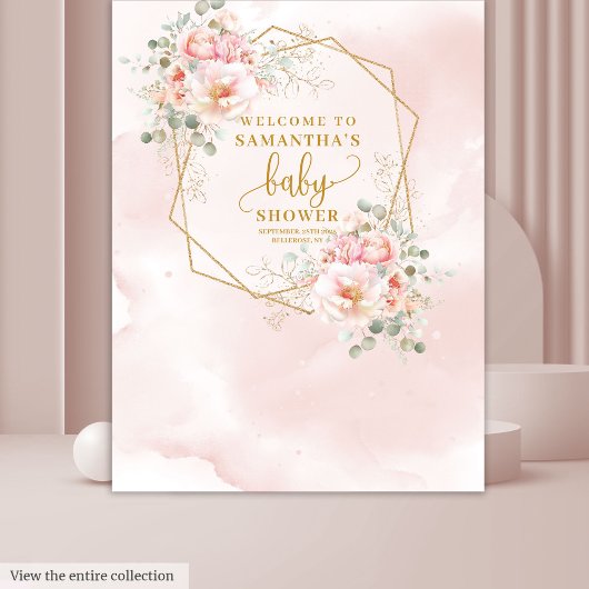 Sweet Baby Girl sage green gold glitter backdrop タペストリー