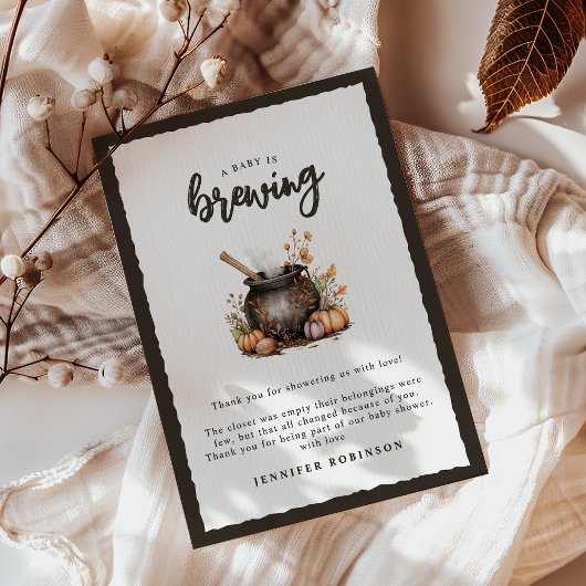 Sweet Baby Is Brewing Halloween Baby Shower サンキューカード