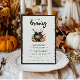 Sweet Baby Is Brewing Halloween Baby Shower 招待状