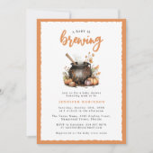 Sweet Baby Is Brewing Halloween Baby Shower 招待状 (正面)