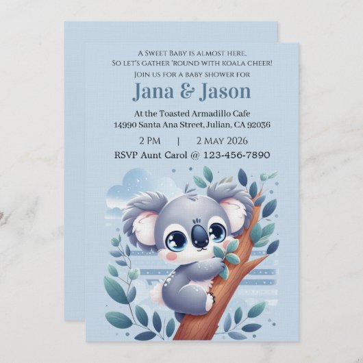 Sweet Baby Koala 招待状 (正面/裏面)