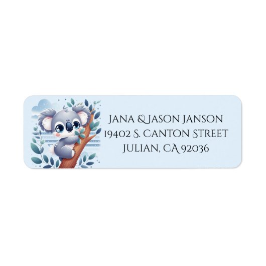 Sweet Baby Koala - Return Address Labels ラベル (正面)