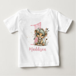 Sweet Baby Lion Girl First Birthday ベビーTシャツ