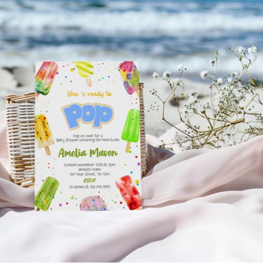 Sweet Baby on the Way | Ice Cream Pop Baby Shower 招待状