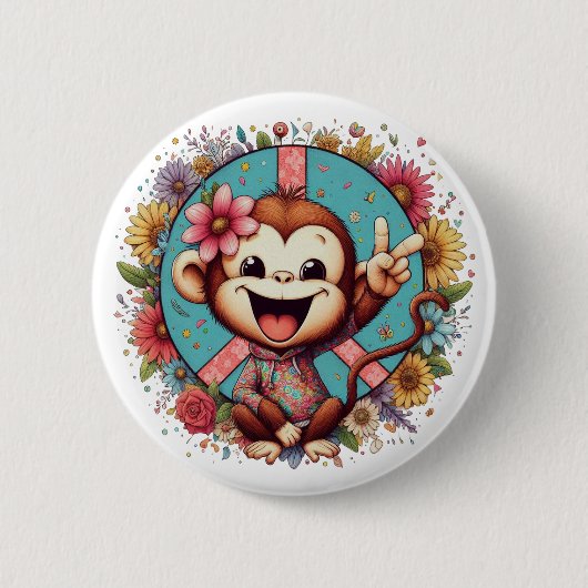 Sweet Baby Peace Monkey Button 缶バッジ (正面)