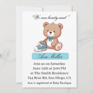 Sweet Baby Shower Invitation | Cute Bear Theme 招待状