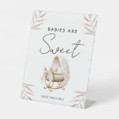 Sweet Baby Shower Treats Sign Elegant Dusty Pink 台座サイン (正面)