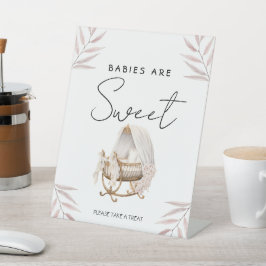 Sweet Baby Shower Treats Sign Elegant Dusty Pink  台座サイン