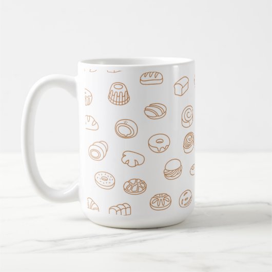「Sweet Bakery Treats」ミニマリスト柄マグ コーヒーマグカップ (左)
