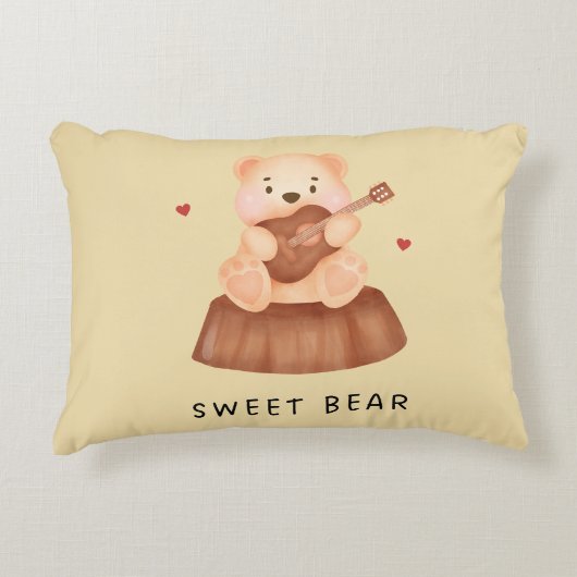 Sweet Bear Cotton Throw Accent Pillow アクセントクッション (正面)