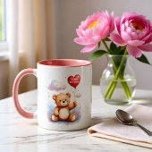 Sweet Bear Heart Balloon I Love My Mom マグカップ