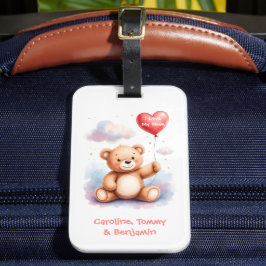 Sweet Bear Heart Balloon Travel Mom ラゲッジタグ