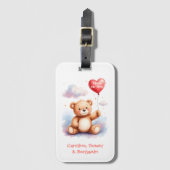 Sweet Bear Heart Balloon Travel Mom ラゲッジタグ (正面縦)