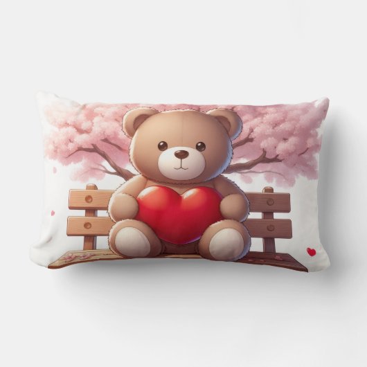Sweet Bear Moment – Cozy Nature Pillow ランバークッション (正面)