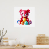Sweet Bear Plush Doll Wall Art Poster for Modern C ポスター (キッチン)