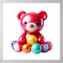 Sweet Bear Plush Doll Wall Art Poster for Modern C ポスター