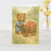Sweet Bear Valentine Hearts | Whimsical Woodland  カード (黄色い花)