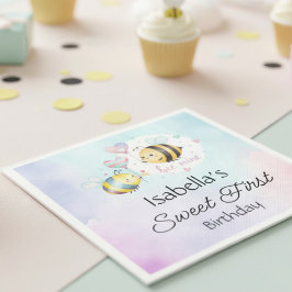 Sweet Bee 1歳の誕生日 カスタマイズデザイン スタンダードカクテルナプキン