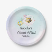 Sweet Bee 1歳の誕生日 カスタマイズデザイン ペーパープレート (正面)