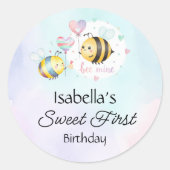 Sweet Bee 1歳の誕生日 カスタマイズデザイン ラウンドシール (正面)