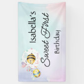 Sweet Bee 1歳の誕生日 カスタマイズデザイン 横断幕 (縦)