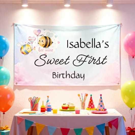 Sweet Bee 1歳の誕生日 カスタマイズデザイン 横断幕
