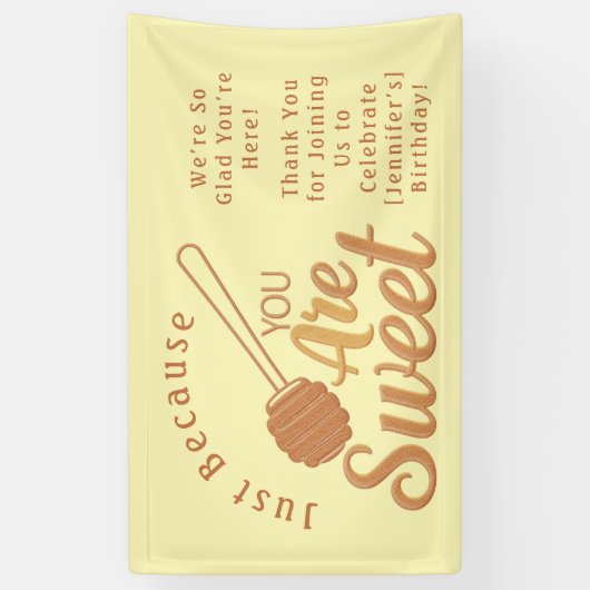 Sweet Bee Birthday Sign Rustic Party Banner 横断幕 (縦)