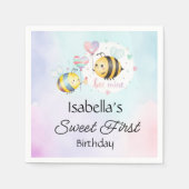 Sweet Bee First Birthday Personalized  スタンダードカクテルナプキン (正面)