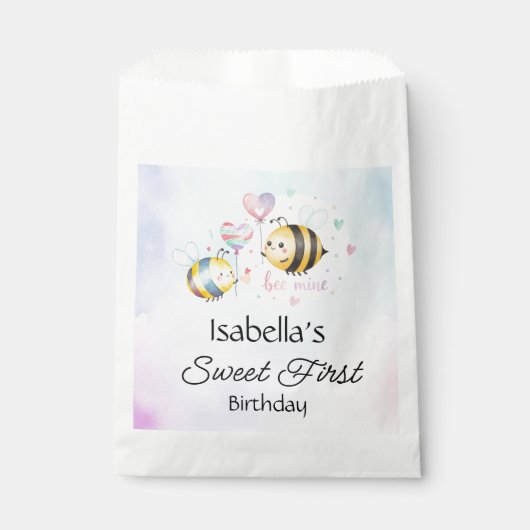 Sweet Bee First Birthday Personalized  フェイバーバッグ (正面)