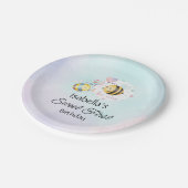 Sweet Bee First Birthday Personalized  ペーパープレート (アングル)