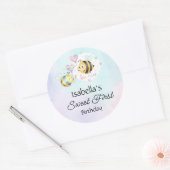 Sweet Bee First Birthday Personalized  ラウンドシール (封筒)