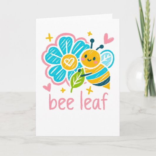 Sweet "Bee Leaf"  Believe Pun for Thank-you gifts カード (正面)
