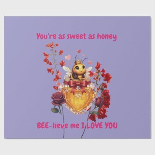 Sweet BEE mine-BEE lieve me i love you ラッピングペーパー (フラット)