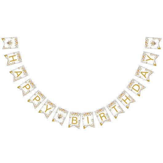 Sweet Bee One First Birthday Banner バンティングフラッグ (全)