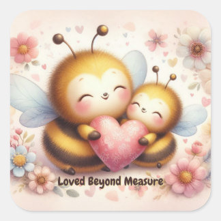 Sweet Bee Valentine Encouragement Sticker スクエアシール