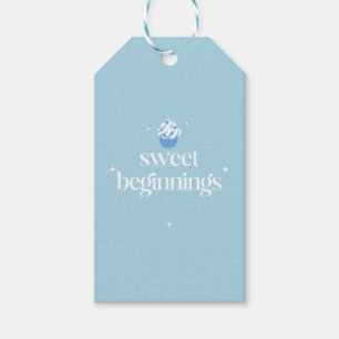 Sweet Beginnings パウダーブルーとホワイトのベビーシャワー ギフトタグ
