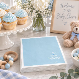 Sweet Beginnings | パウダーブルーとホワイトのベビーシャワー スタンダードカクテルナプキン